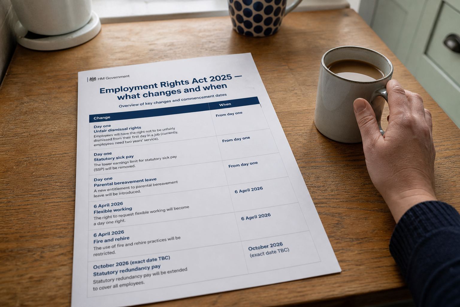 A printed briefing on the Employment Rights Act changes.